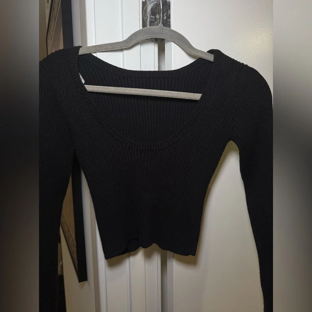 Astr Charcoal Ribbed Sweater